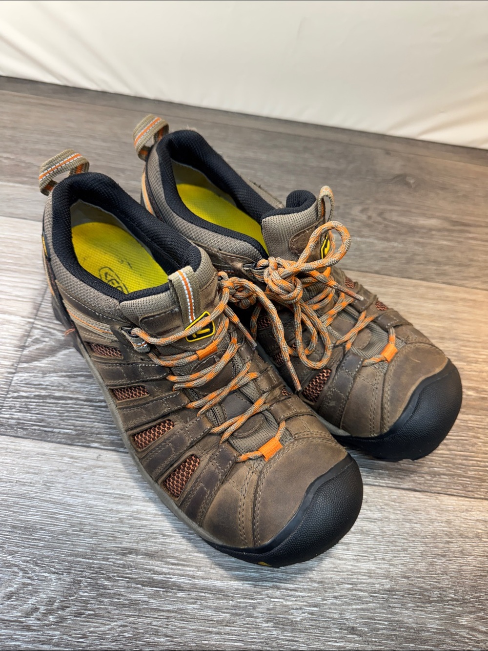Keen Brown and Orange Men's Hiking Boots steel toe shoes size 10.5 (j251) - Picture 7 of 7